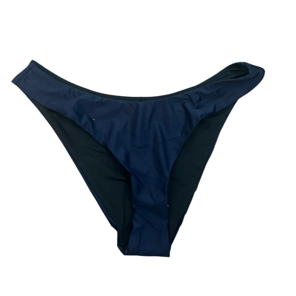 J. Crew Solid Navy Curved-Waist Cheeky Bikini Bottom Women’s Sz Medium BC125 NWT